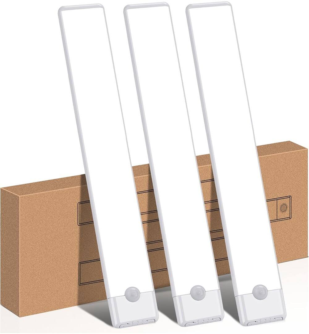 Front. ACJPR - Under Cabinet Motion Sensor Light – Rechargeable, Magnetic, 3-Pack.