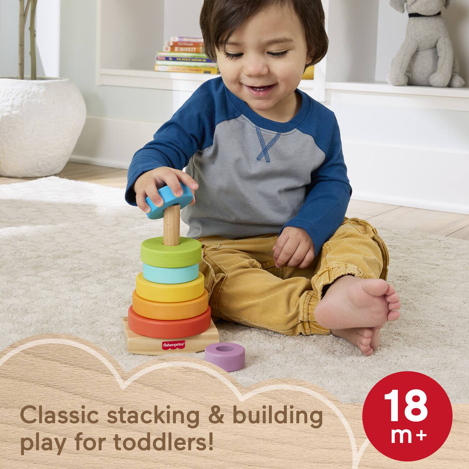 Classic stacking & building play for toddlers!  
18 m+