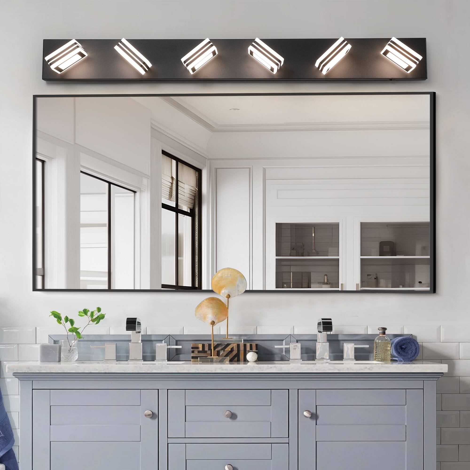 Angle. APRILSOUL - 40 Inch Modern 6-Light LED Vanity Light Iron and Acrylic Dimmable and Energy-Efficient Ideal for Mirror Lighting.