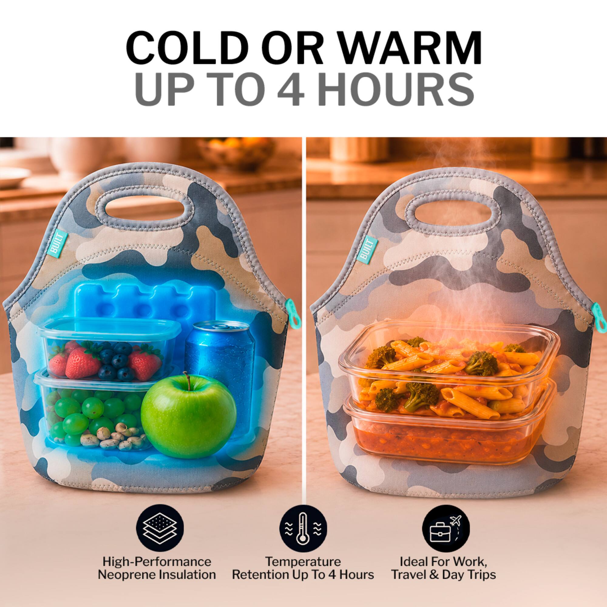 COLD OR WARM UP TO 4 HOURS

High-Performance Neoprene Insulation

Temperature Retention Up To 4 Hours

Ideal For Work, Travel & Day Trips