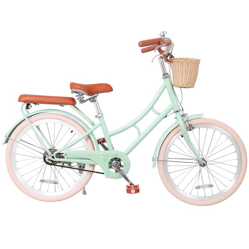 HTUTWOO - Beach Cruiser Bike -22" Commuter Bicycle with Front Basket,High Carbon Steel Frame, Comfortable City Bike,Outdoor Riding - Green