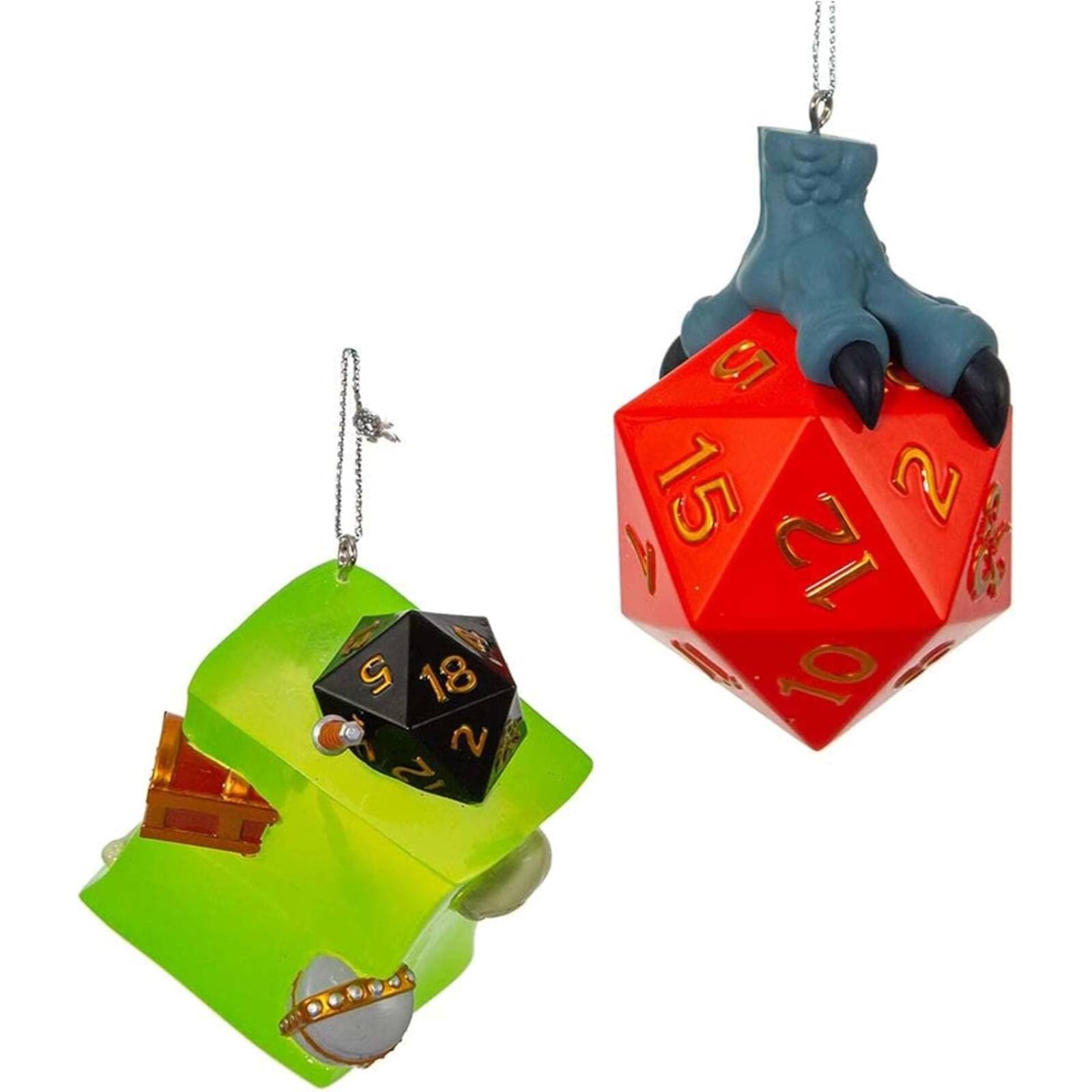 Back. Kurt S Adler - Kurt Adler Dungeons and Dragons Dice and Gelatinous Cube Christmas Ornaments 2 Piece Set - Multicolor.