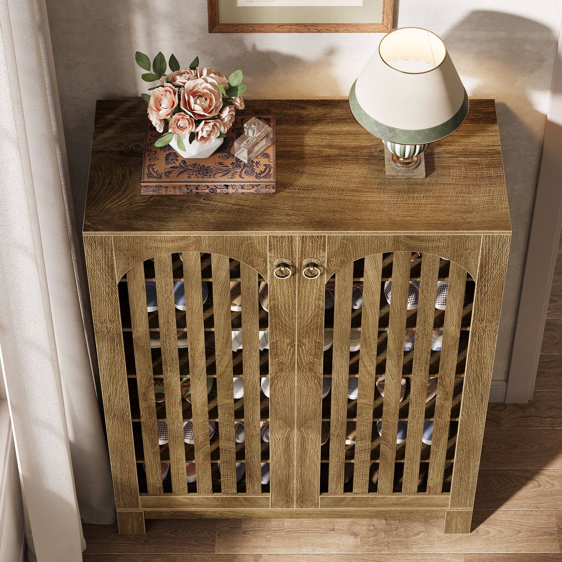 Alt View 2. Tribesigns - Office Storage Cabinet, For Everyday Organization in Workspaces and Office Reception Areas - Brown.