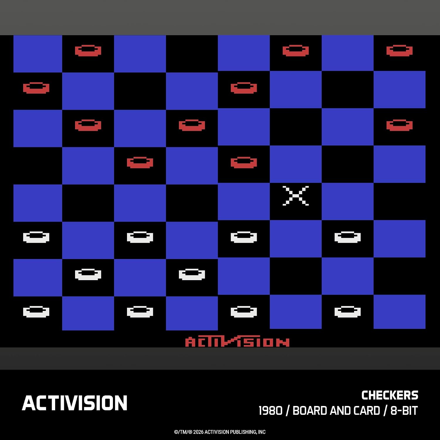 ACTIVISION  
CHECKERS  
1980 / BOARD AND CARD / 8-BIT  
ACTIVISION PUBLISHING, INC  
©/TM/© 2026 ACTIVISION