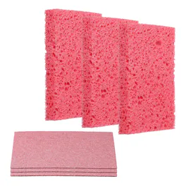 Unique Bargains - 6pcs Cellulose Square Sponges Non-Scratch Compressed Scrubber for Kitchen Bathroom Household Cookware & Cleaning DIY - Pink
