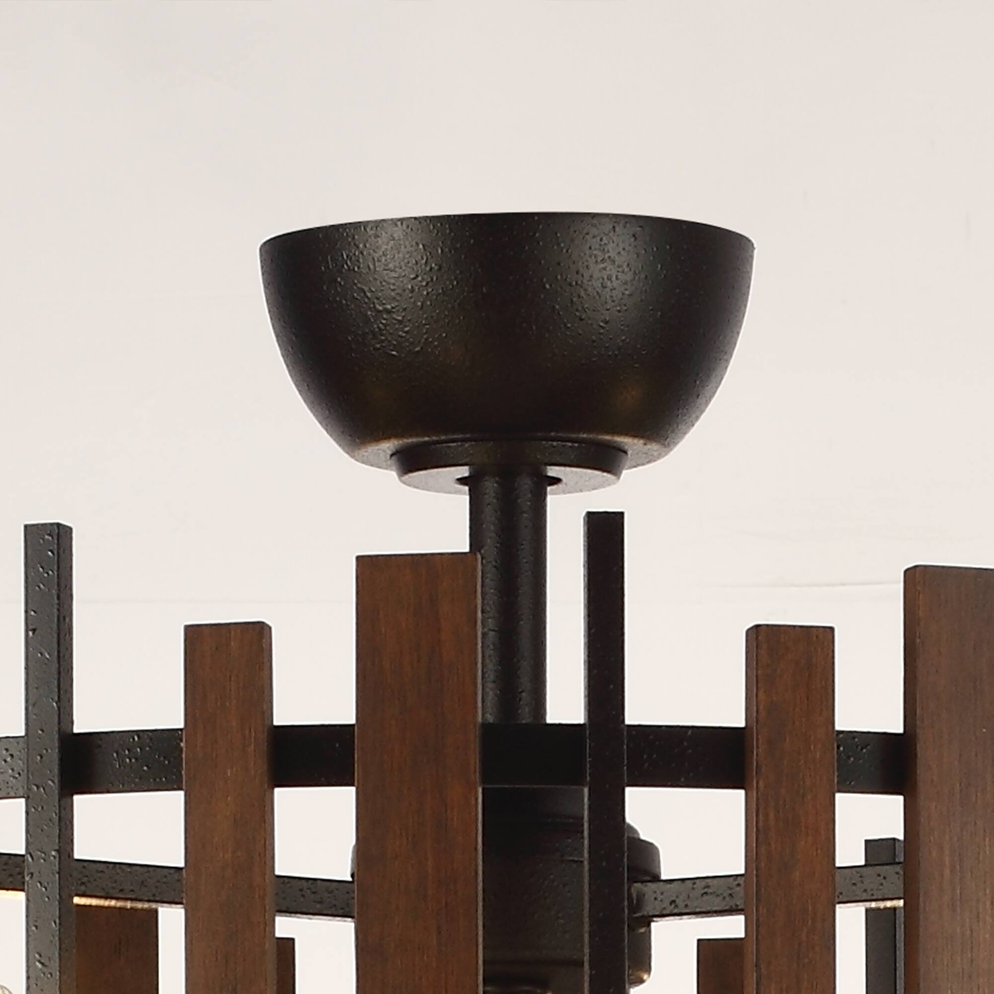 Alt View 4. Parrot Uncle - 31" Farmhouse Black Wood Caged Ceiling Fan With Light and Remote - Black.