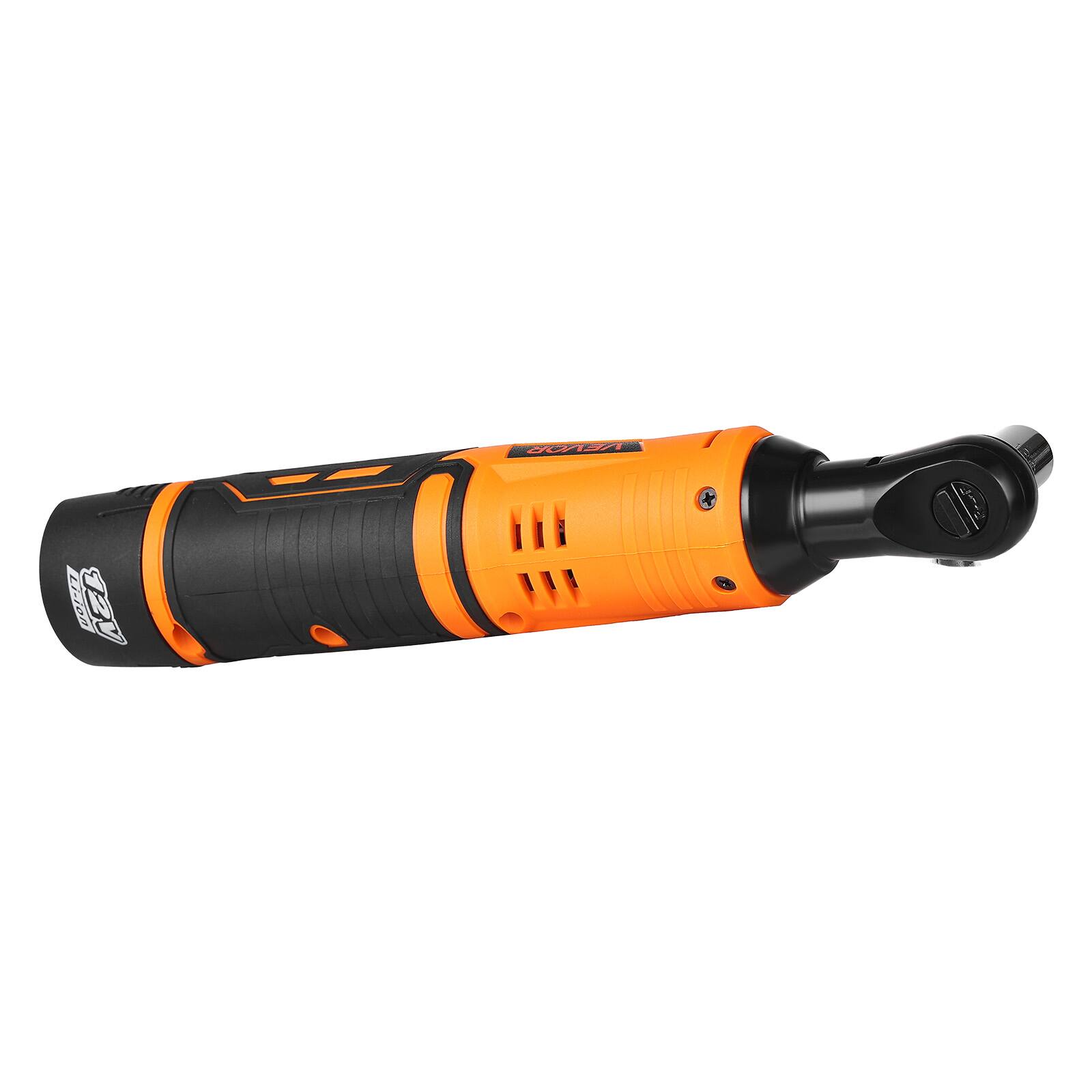 Alt View 5. VEVOR - Cordless Ratchet Wrench, 3/8 inch Drive, 240 RPM, up to 33 ft-lbs of Torque, Battery Powered Electric Ratchet Wrench Set - Orange + black.