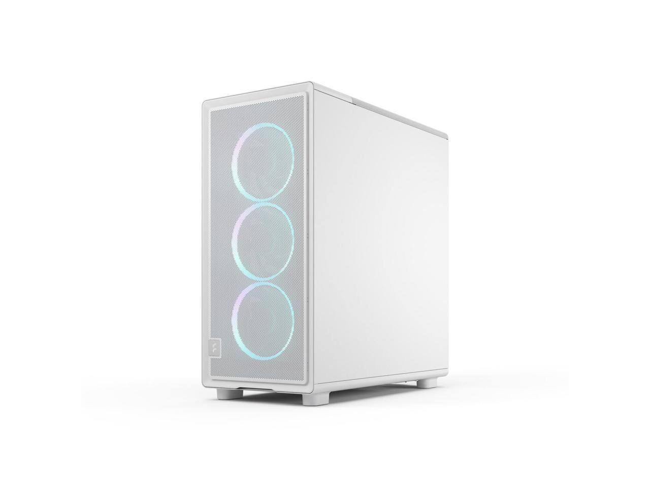 Alt View 4. Fractal Design - Fractal Design Epoch XL White RGB - Tempered Glass, Mesh Front, 3 RGB Fans, Spacious ATX/mATX/ITX Case - White.