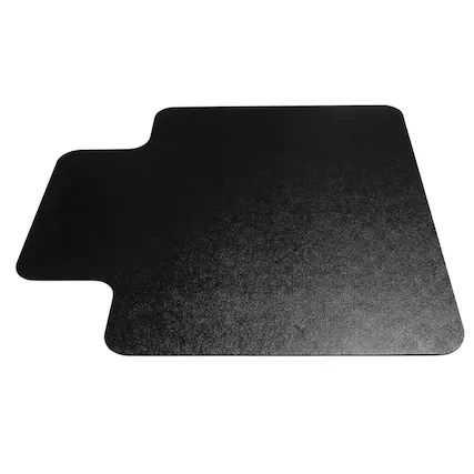 Front. Floortex - Black Vinyl Lipped Chair Mat for Hard Floor - 36" x 48" - Black.