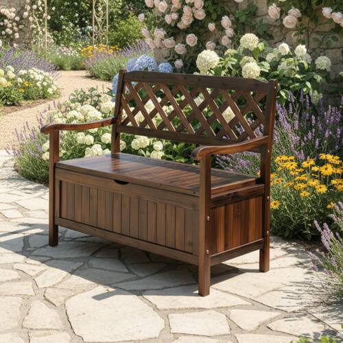 Alt View 7. Winado - 42in Wooden Deck Box with Seating, Storage Loveseat Dog Kennel Storage Bench for Indoor Outdoor Garden Backyard Balcony - Carbonized.