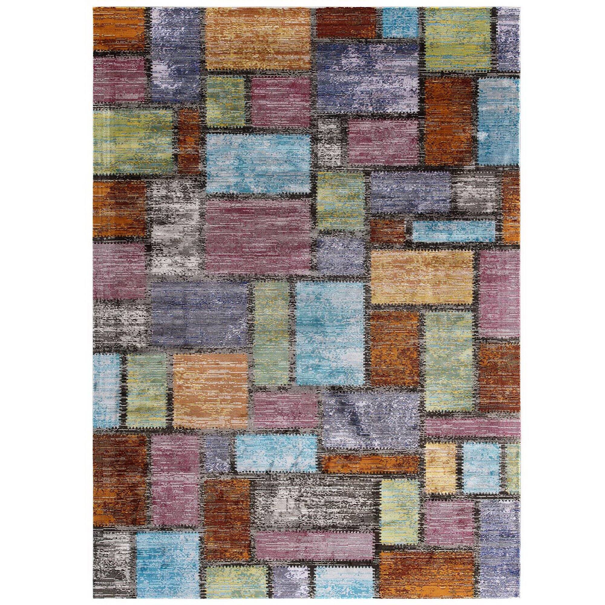 Angle. Modway - Success Nyssa Abstract Geometric Mosaic Area Rug - Multicolored.