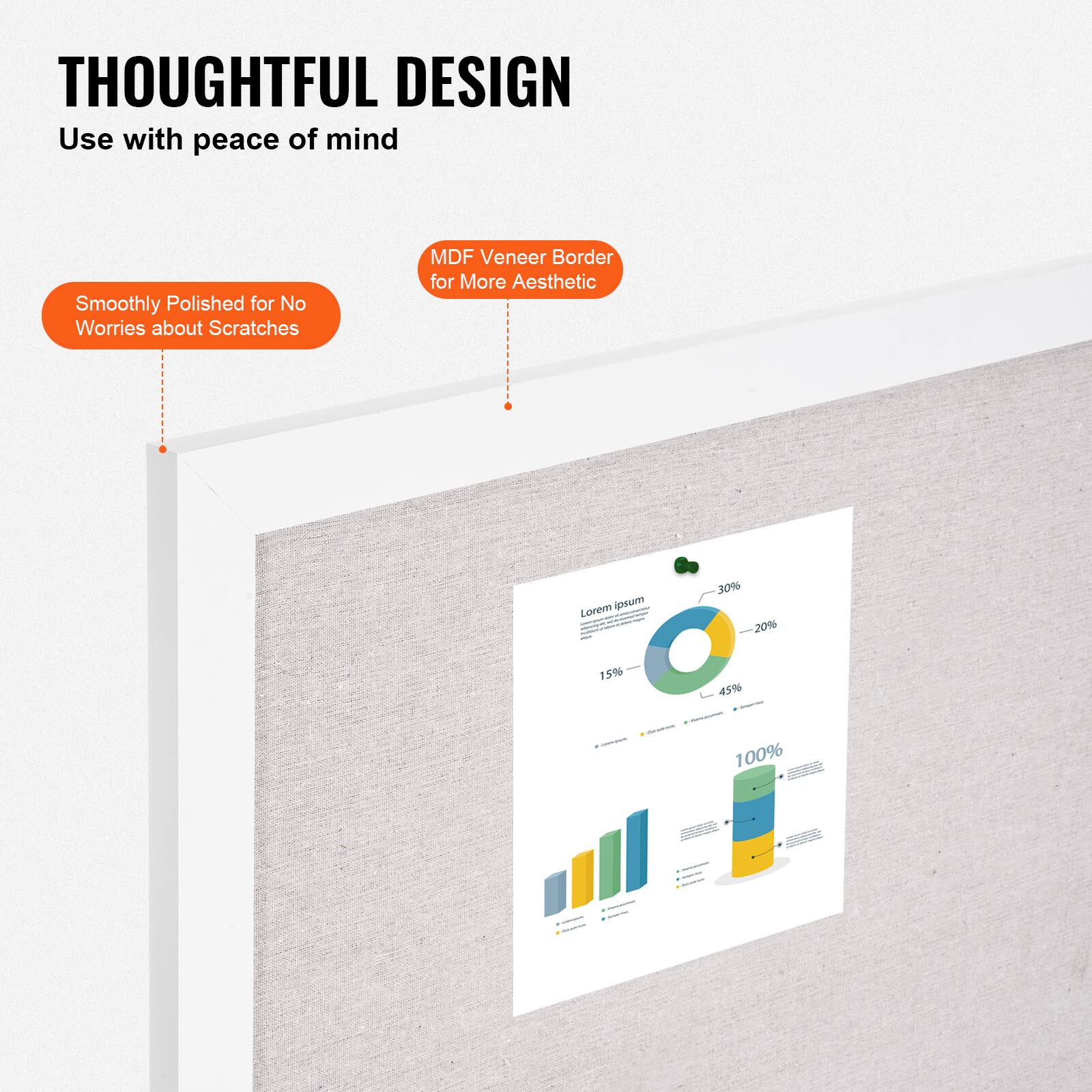 THOUGHTFUL DESIGN Use with peace of mind Smoothly Polished for No Worries about Scratches MDF Veneer Border for More Aesthetic Lorem ipsum dolor sit amet, consectetur adipiscing elit, sed do eiusmod tempor incididunt ut labore et dolore magna aliqua. Ut enim ad minim veniam, quis nostrud exercitation ullamco laboris nisi ut aliquip ex ea commodo consequat. Duis aute irure dolor in reprehenderit in voluptate velit esse cillum dolore eu fugiat nulla pariatur. Excepteur sint occaecat cupidatat non proident, sunt in culpa qui officia deserunt mollit anim id est laborum.