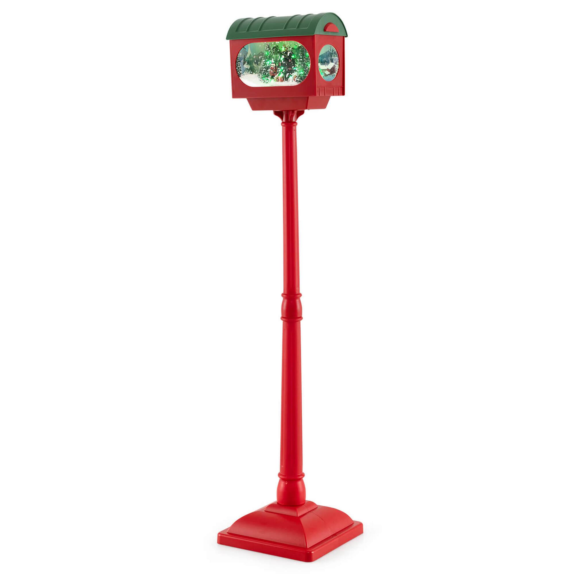 Alt View 8. Costway - Costway 59 Inch Musical Christmas Street Lamp with Sound-Activated Snow Globe Lantern Advent Calendar - Red.