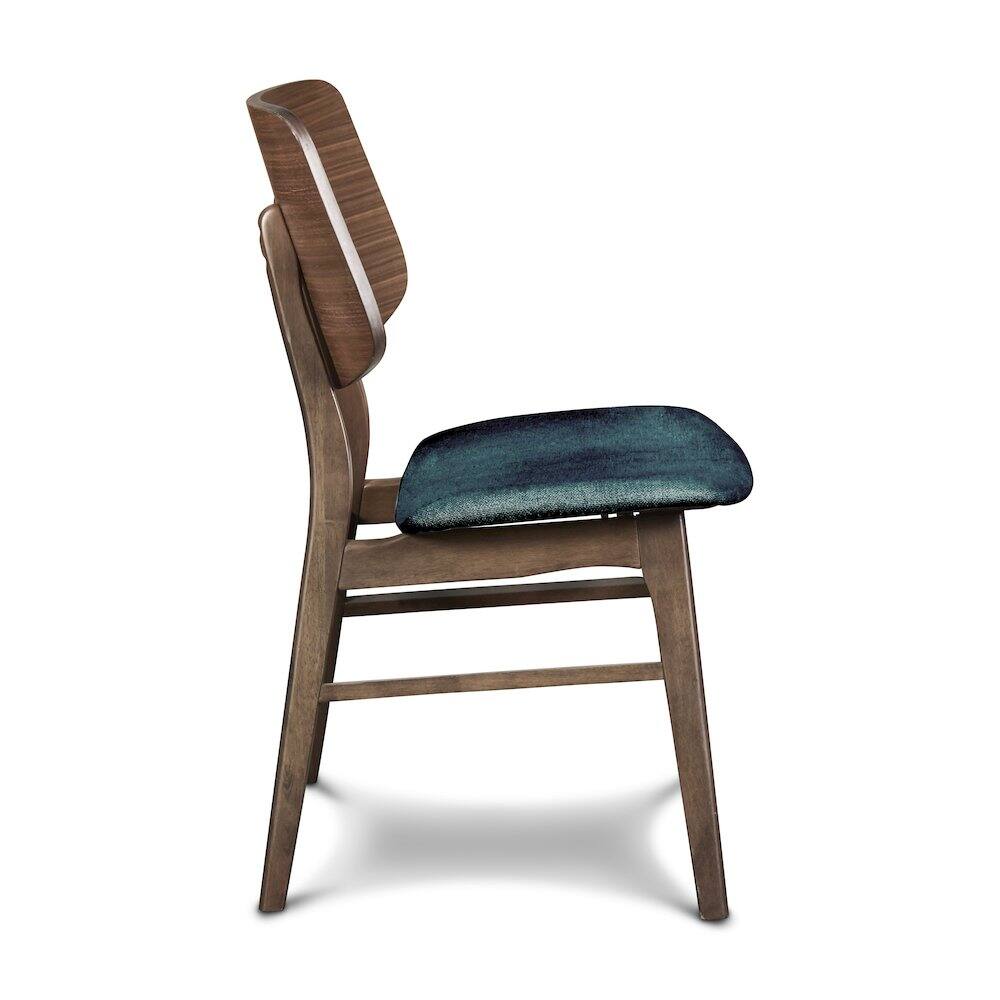 Alt View 2. New Classic Furniture - Oscar Wood Dining Chair in Walnut/Teal (Set of 2) - Blue.