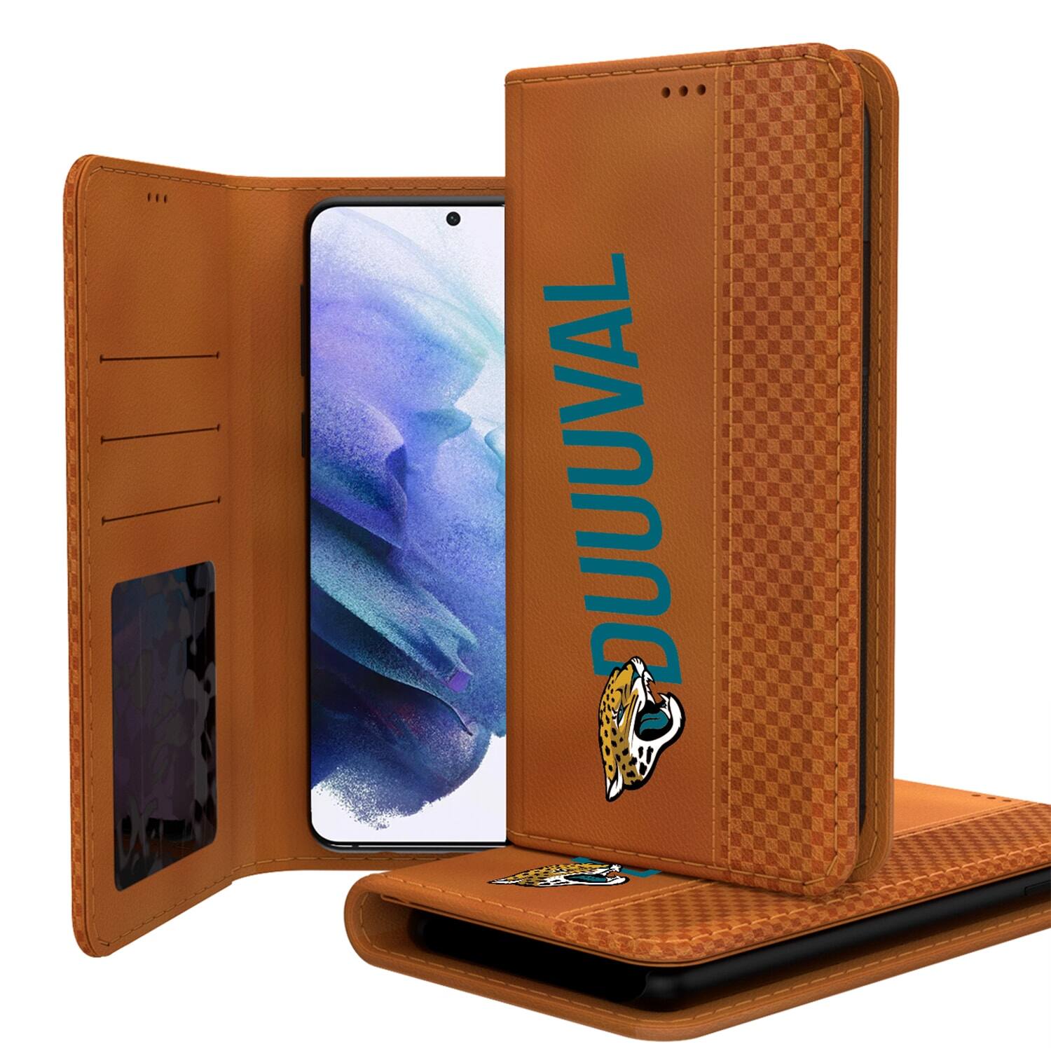 Front. Keyscaper - Brown Galaxy Folio Case - S23 Plus - Brown.