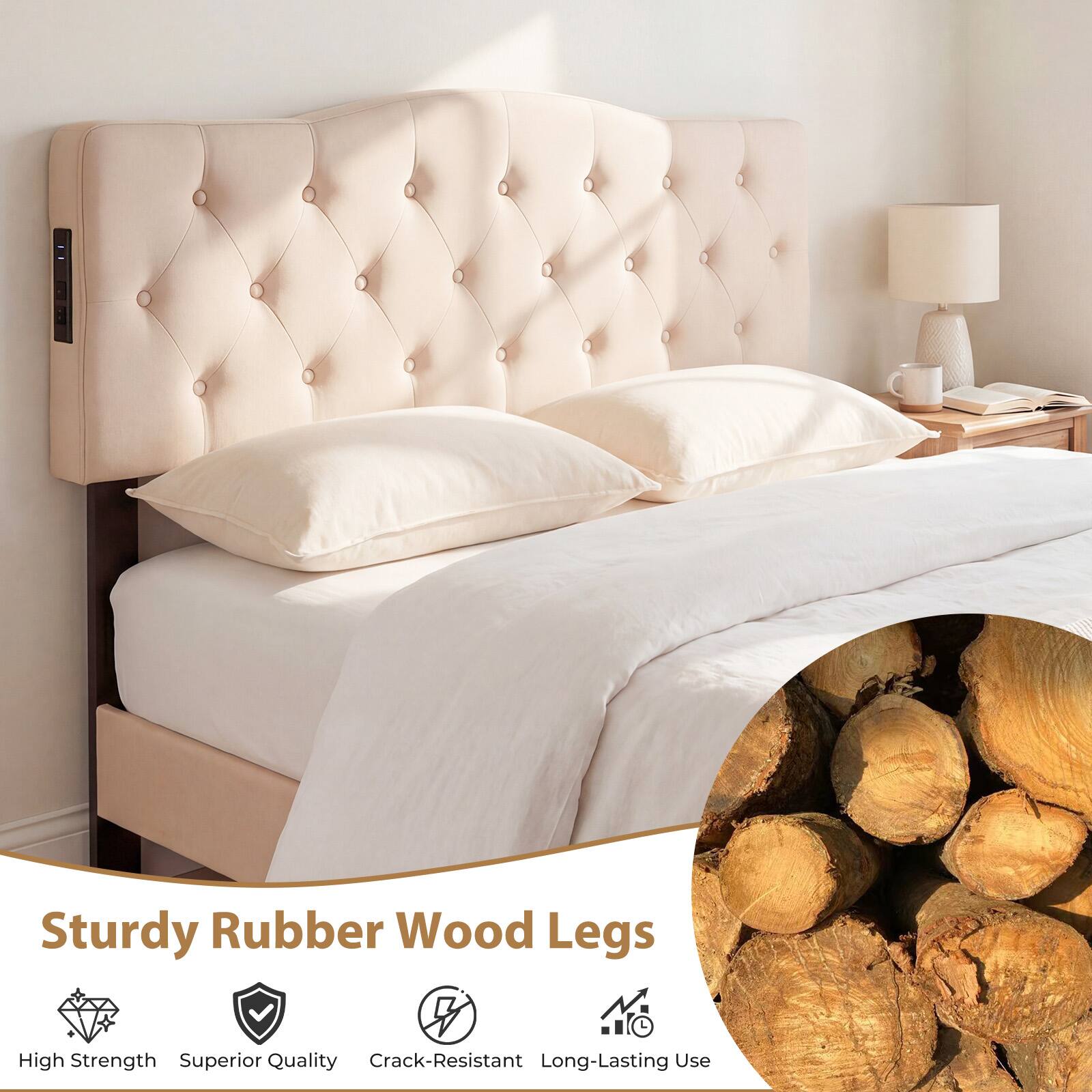 Sturdy Rubber Wood Legs  
High Strength  
Superior Quality  
Crack-Resistant  
Long-Lasting Use