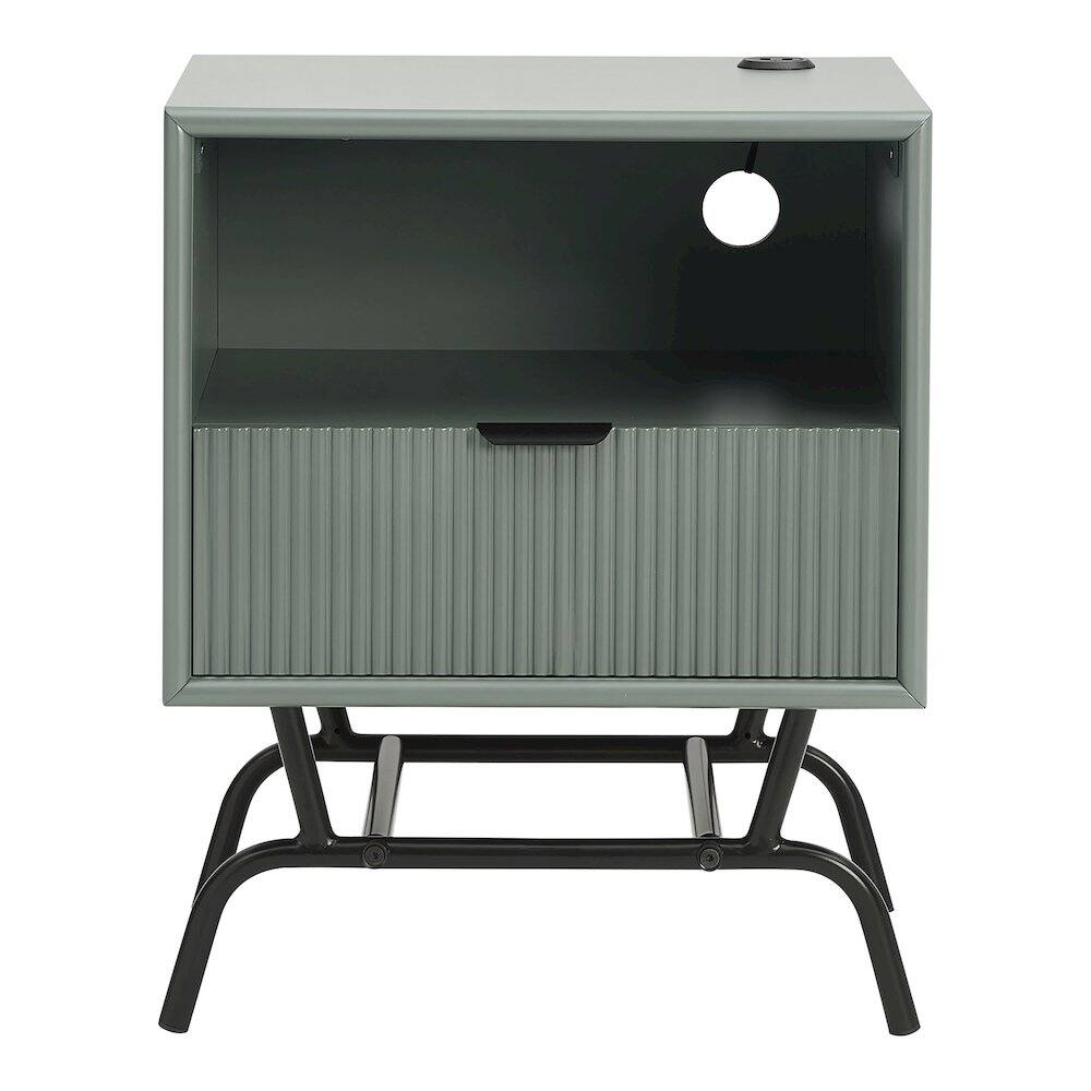 Angle. Furniture of America - Gleb Wood Storage End Table with USB Port - Green.