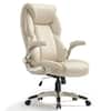 Front. Eureka Ergonomic - Modern Executive Home Office Chair, High Back Cream Leather Desk Chair with Double Padded Seat & Flip-Up Arms - Off White.
