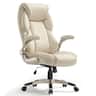 Eureka Ergonomic - Modern Executive Home Office Chair, High Back Cream Leather Desk Chair with Double Padded Seat & Flip-Up Arms - Off White
