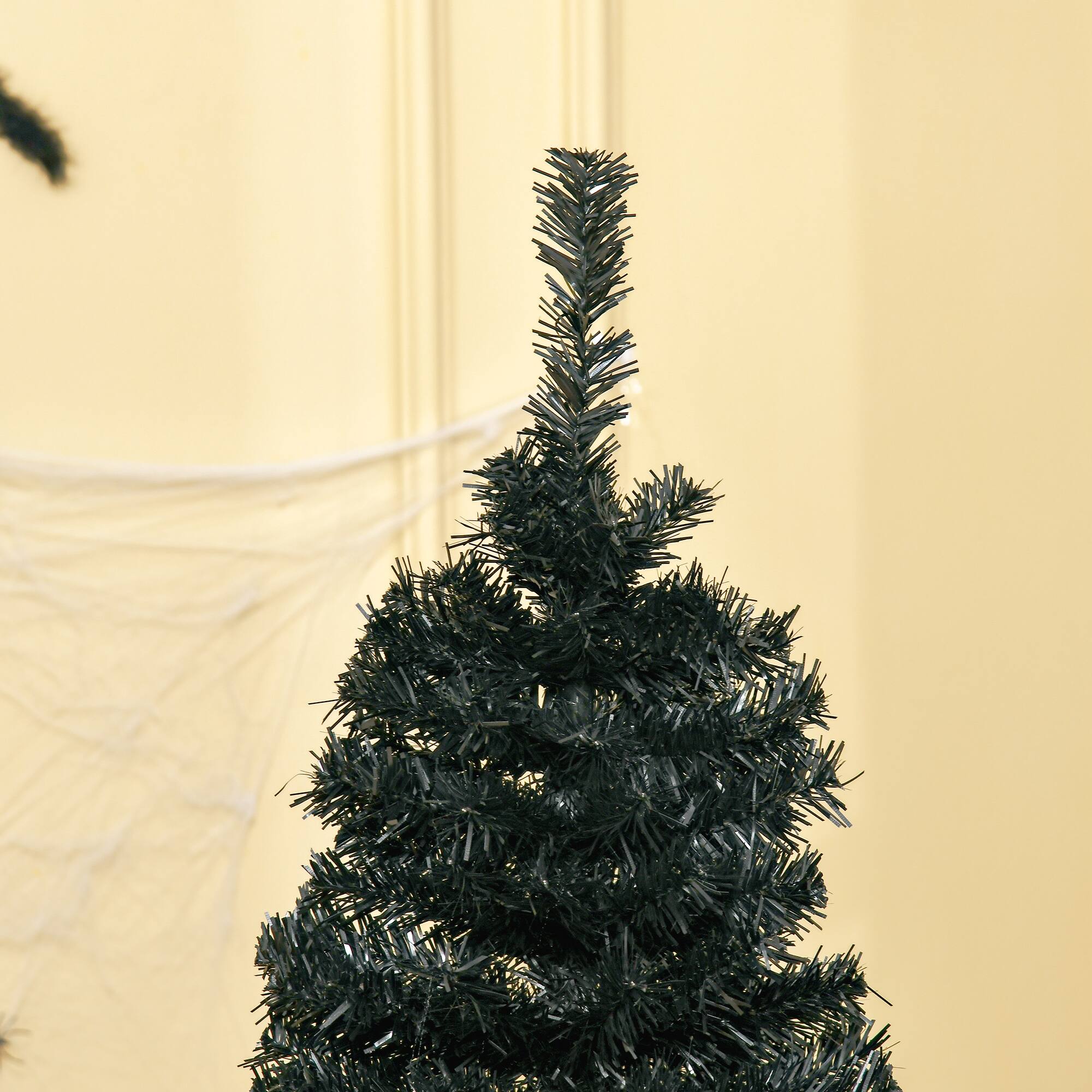 Alt View 8. Homcom - Pencil Christmas Tree, Unlit Artificial Christmas Tree Slim Douglas Fir Xmas Tree with Realistic Branches, Halloween - Black.
