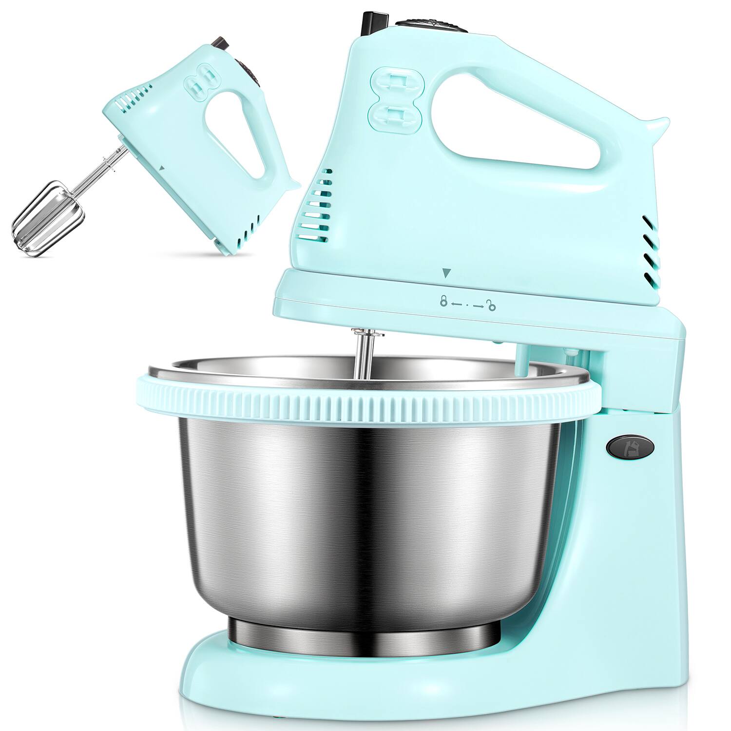 Front. KEINVE - 2 in 1 Hand Mixers Kitchen Electric Stand mixer with bowl 3 Quart, electric mixer handheld (Aqua) - Aqua.