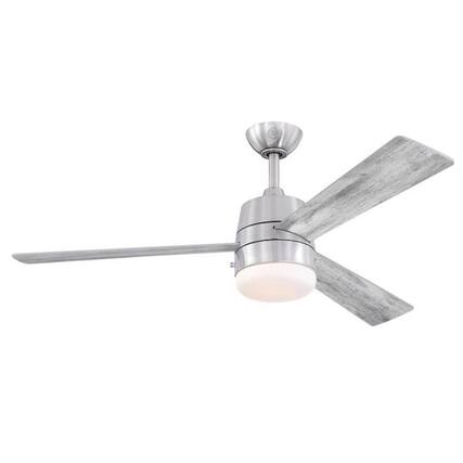 Front. Westinghouse - Westinghouse Brinley 52 in. Brushed Nickel Silver LED Indoor Ceiling Fan - Silver and Gray.