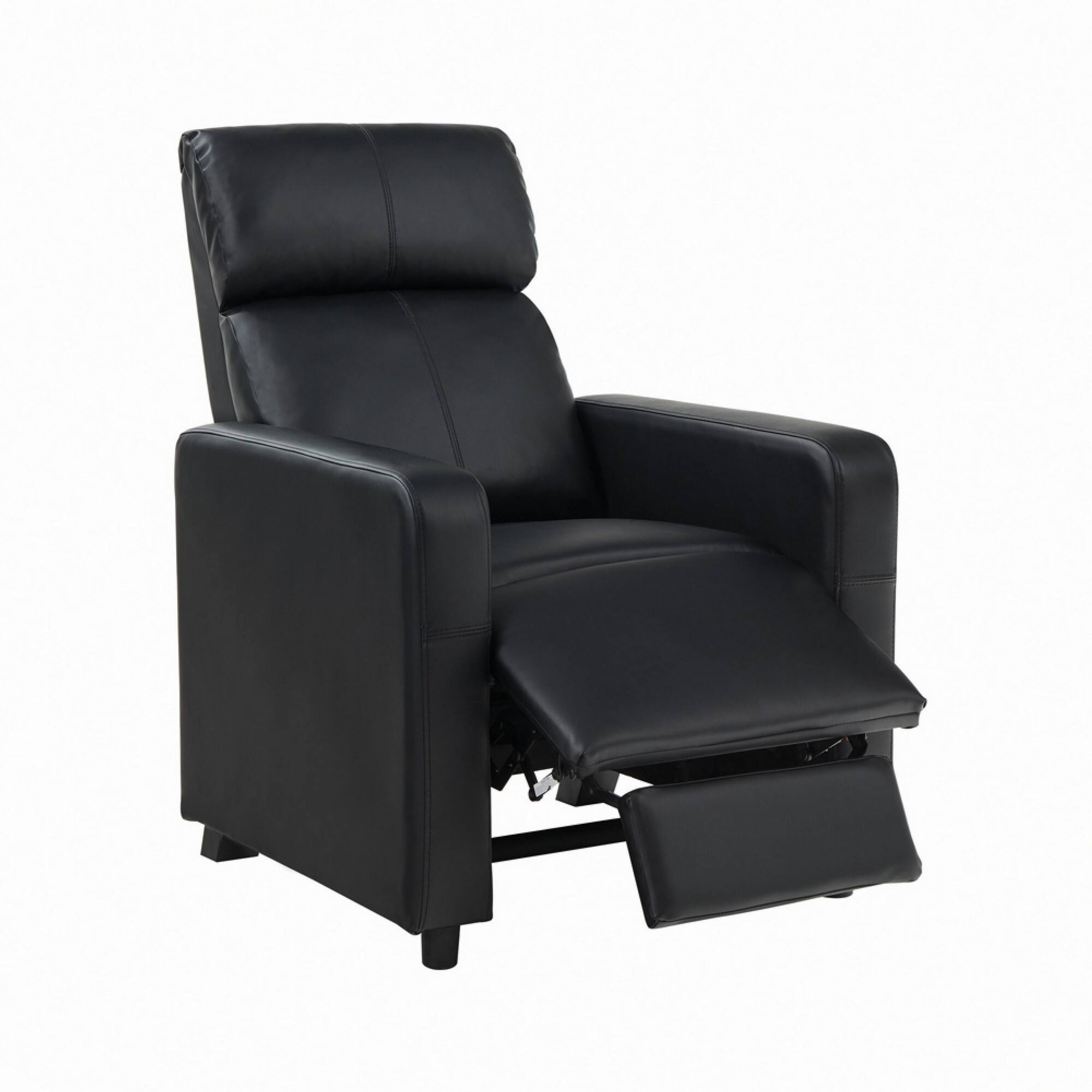 Left. Manhattan Lane - Modern Theater Seating Push Back Recliner - BLACK.