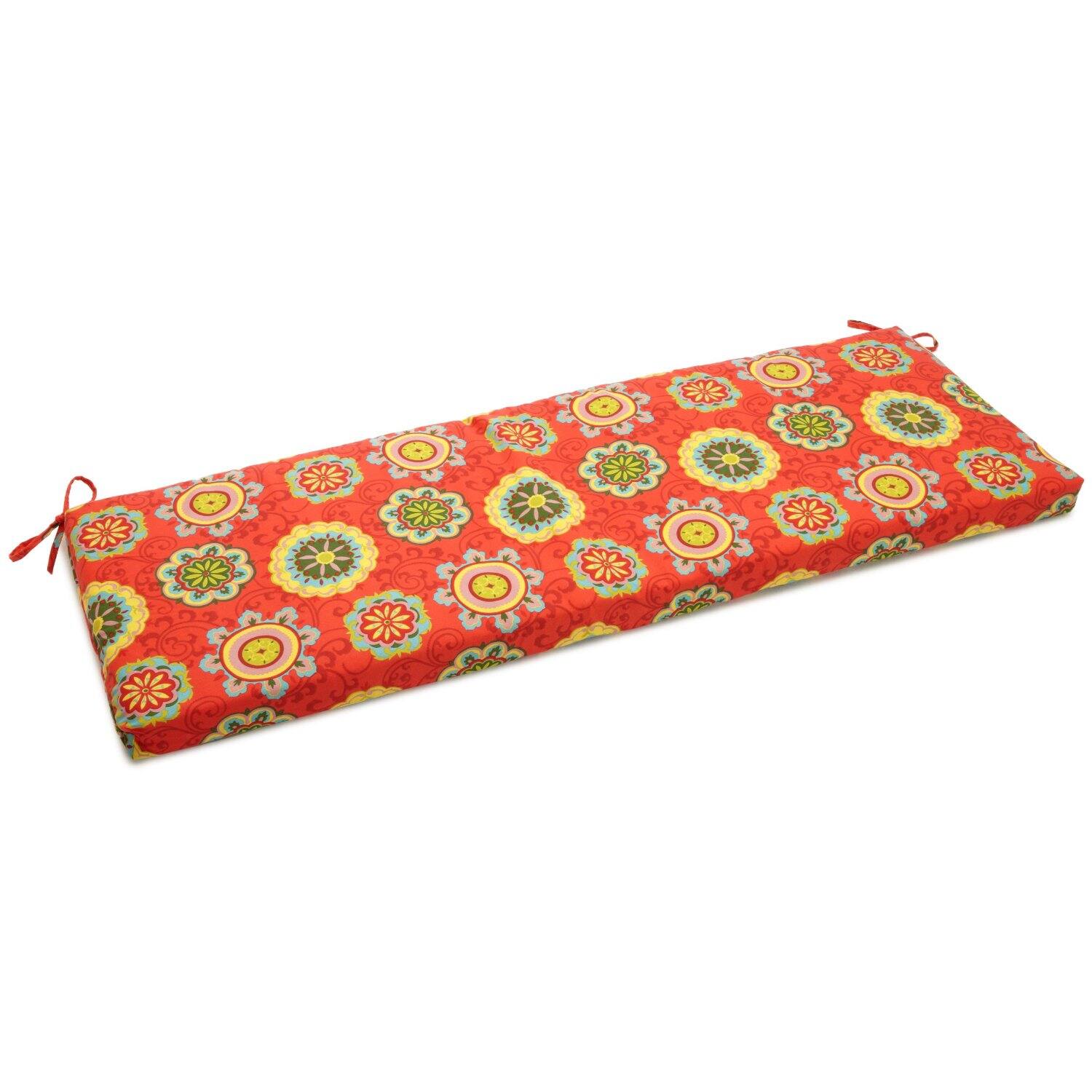 Front. Blazing Needles - 63-inch by 19-inch Spun Polyester Bench Cushion - Farrington Terrace.