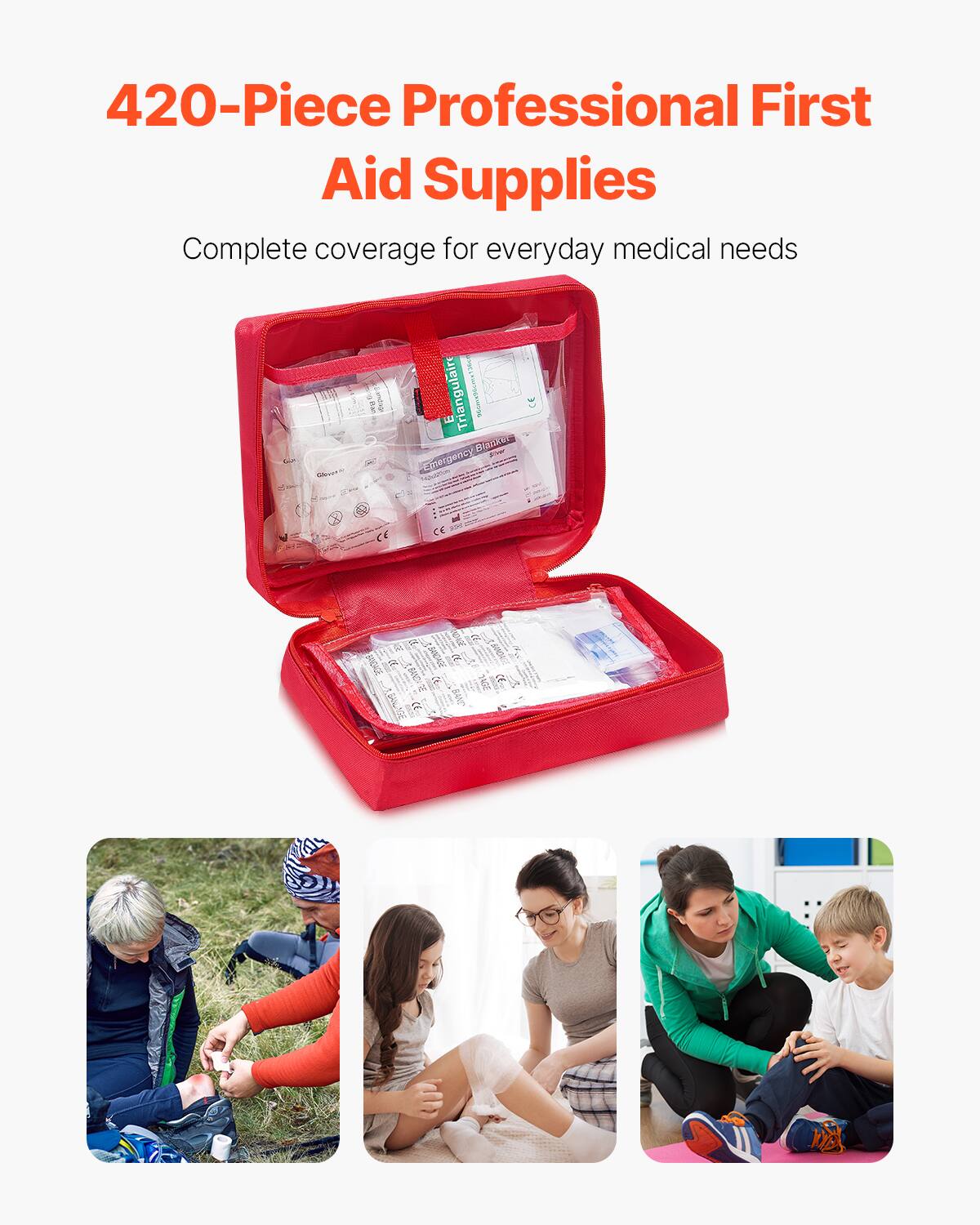 420-Piece Professional First Aid Supplies  
Complete coverage for everyday medical needs