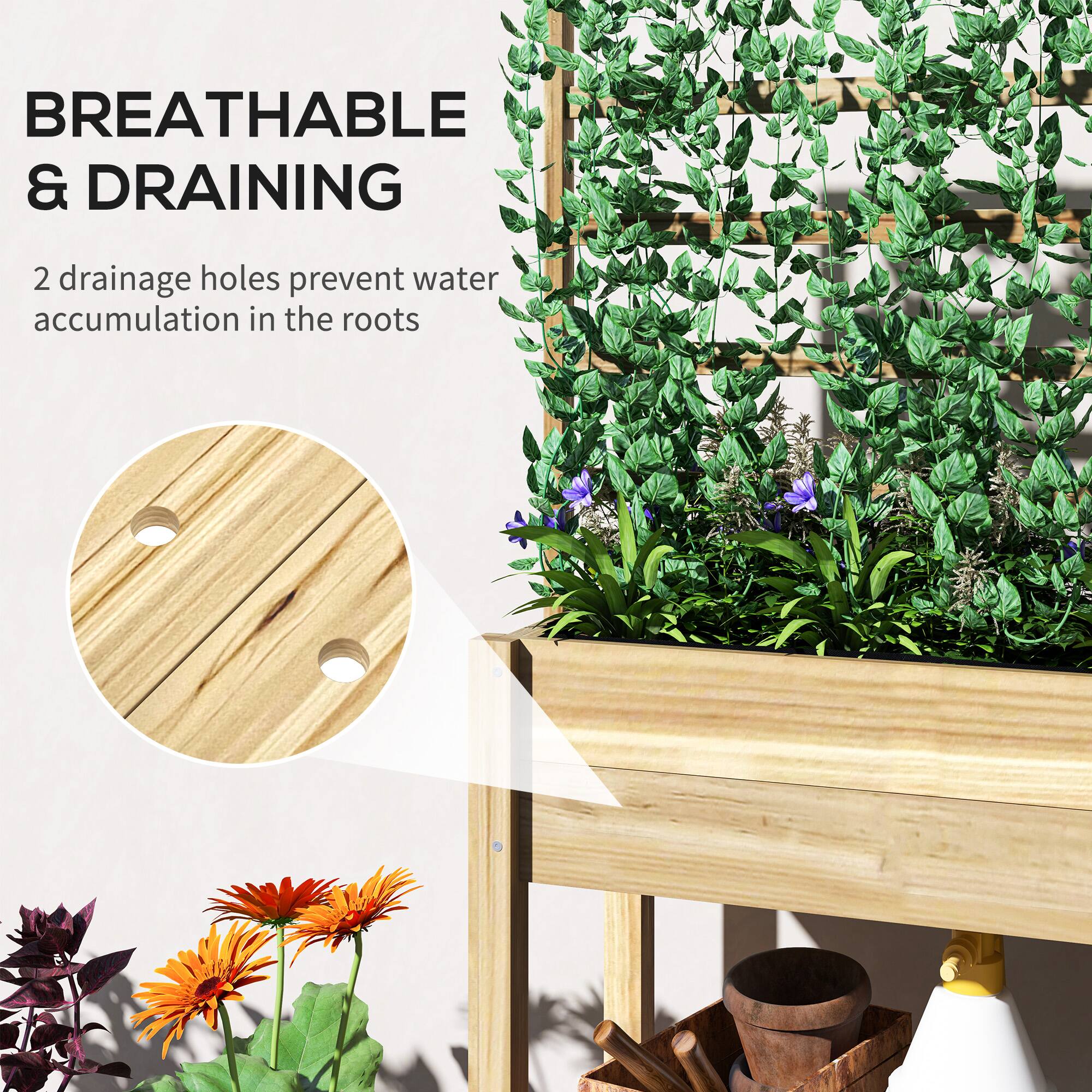 BREATHABLE & DRAINING

2 drainage holes prevent water accumulation in the roots