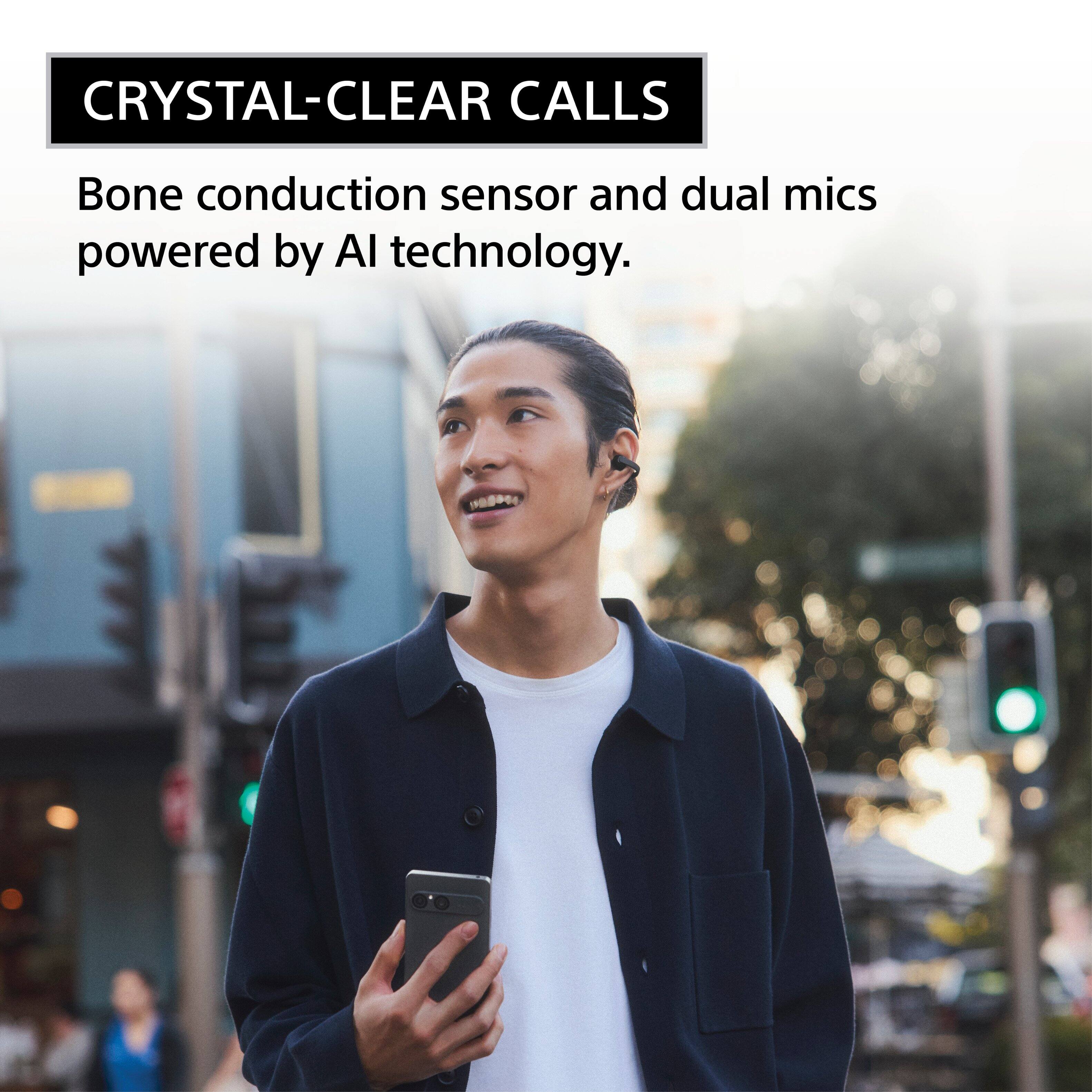 CRYSTAL-CLEAR CALLS  
Bone conduction sensor and dual mics powered by AI technology.