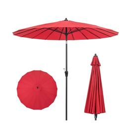 Mondawe - 9 Feet Round Patio Umbrella with 18 Fiberglass Ribs - Wine