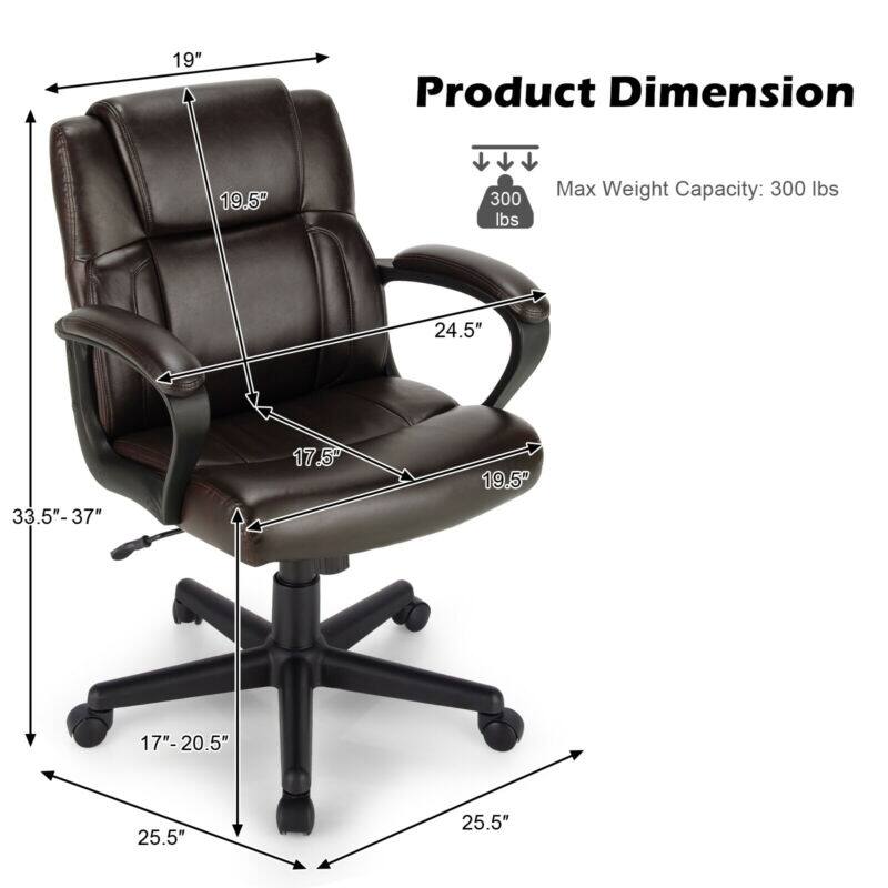 Product Dimension: 19.5"
Max Weight Capacity: 300 lbs
17.5"
19.5"
33.5"-37"
17"-20.5"
25.5"
25.5"