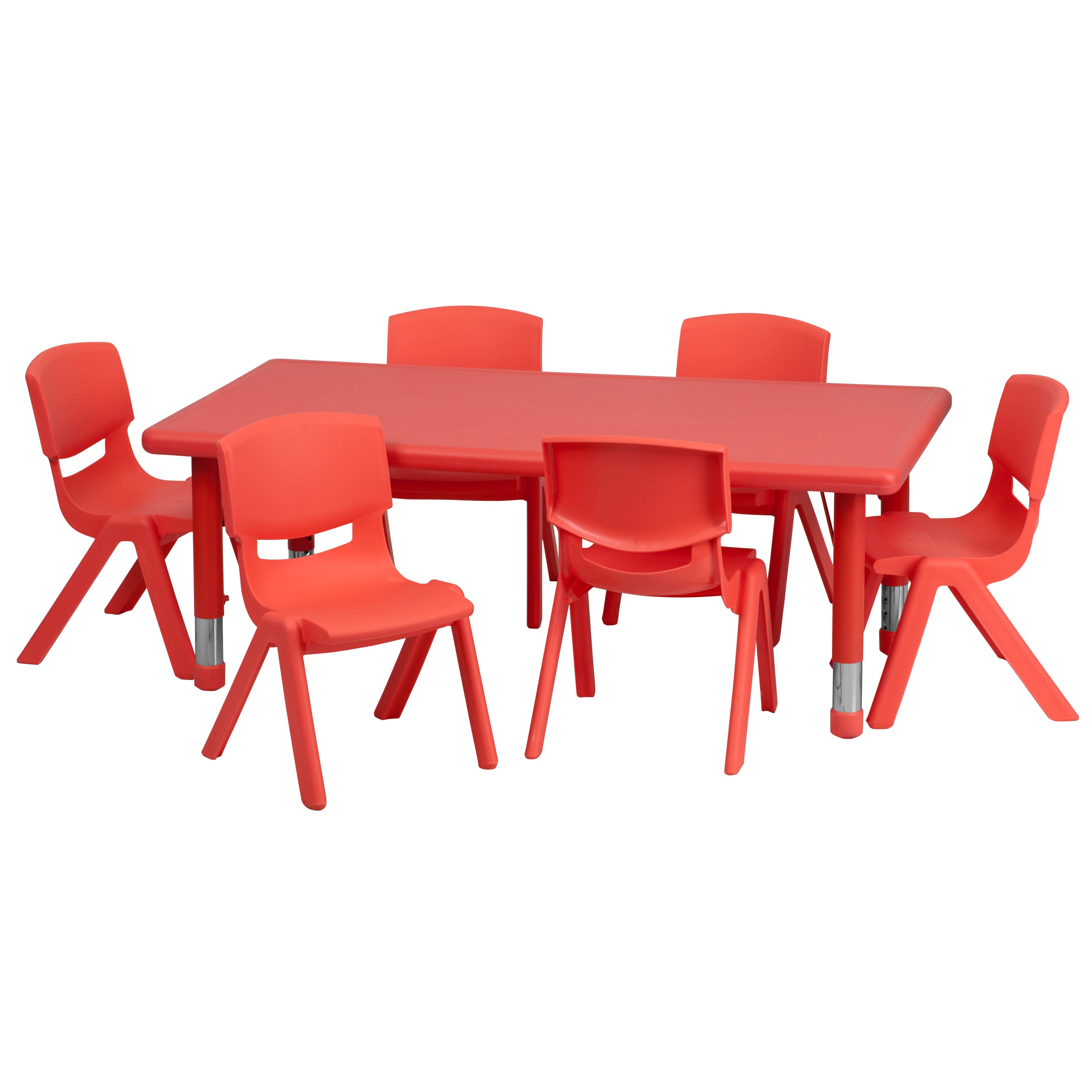 Flash Furniture - Emmy 24''W x 48''L Rectangular Plastic Height Adjustable Activity Table Set with 6 Chairs - Red price history on PriceWatchPro