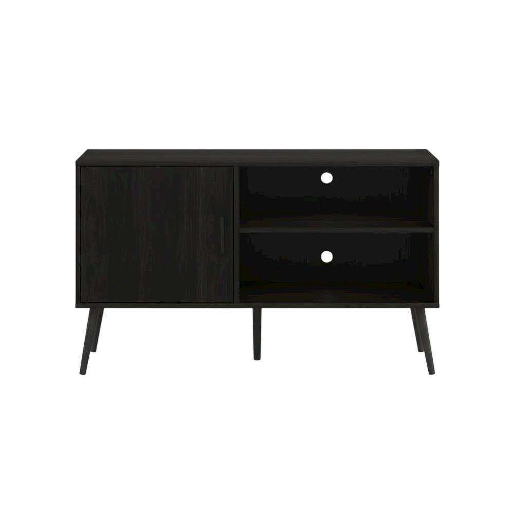 Alt View 3. FurniFact - Espresso Wood TV Stand with One Cabinet and Shelves for Living Room - Brown Black.