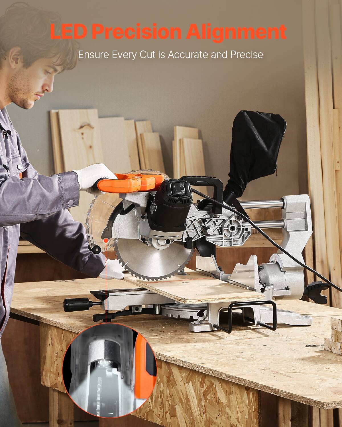 LED Precision Alignment  
Ensure Every Cut is Accurate and Precise