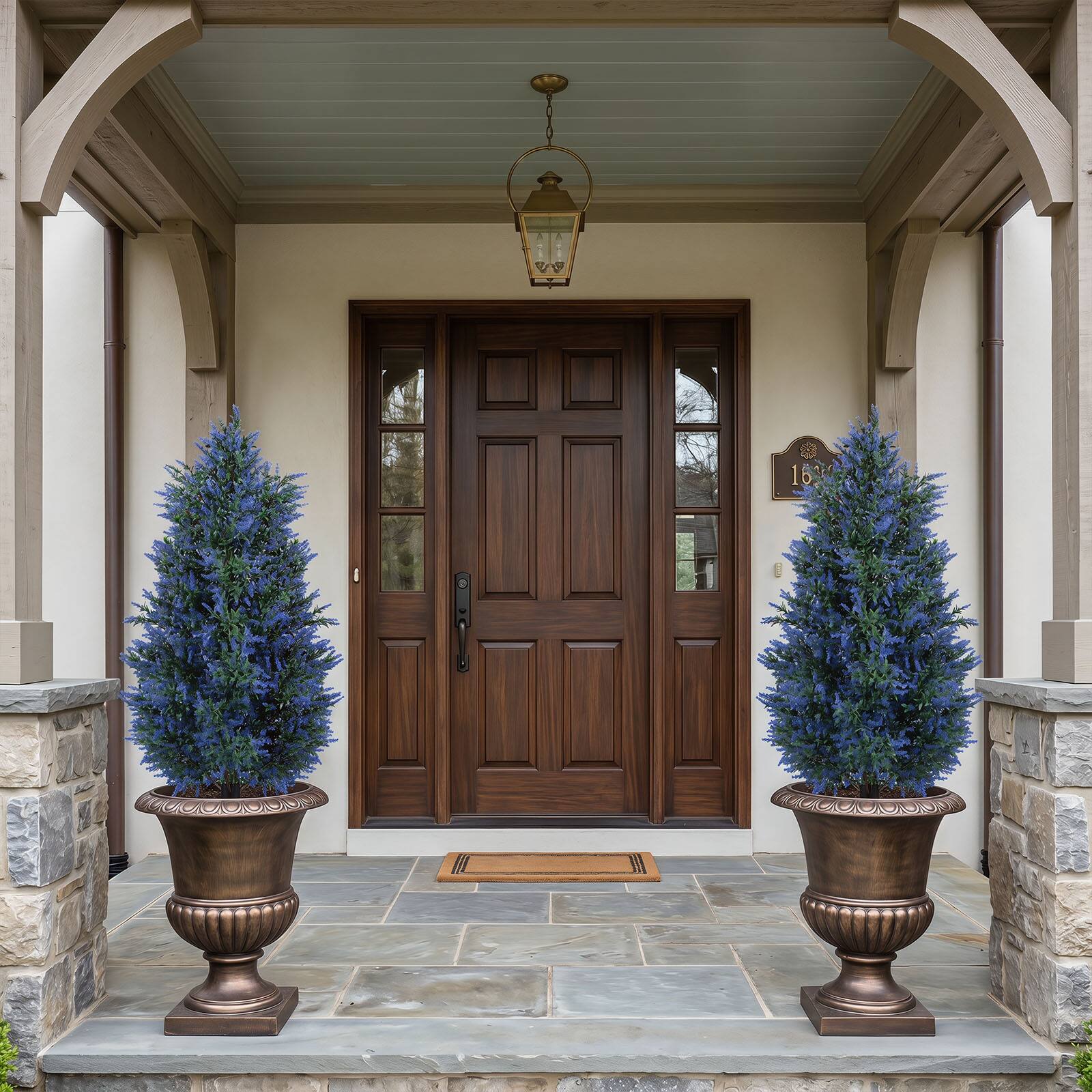 Alt View 3. Costway - Costway 2 Pack 3.3 ft Artificial Lavender Topiary Trees, Sun-Resistant Faux Cone Bushes - Green & Purple & Black.