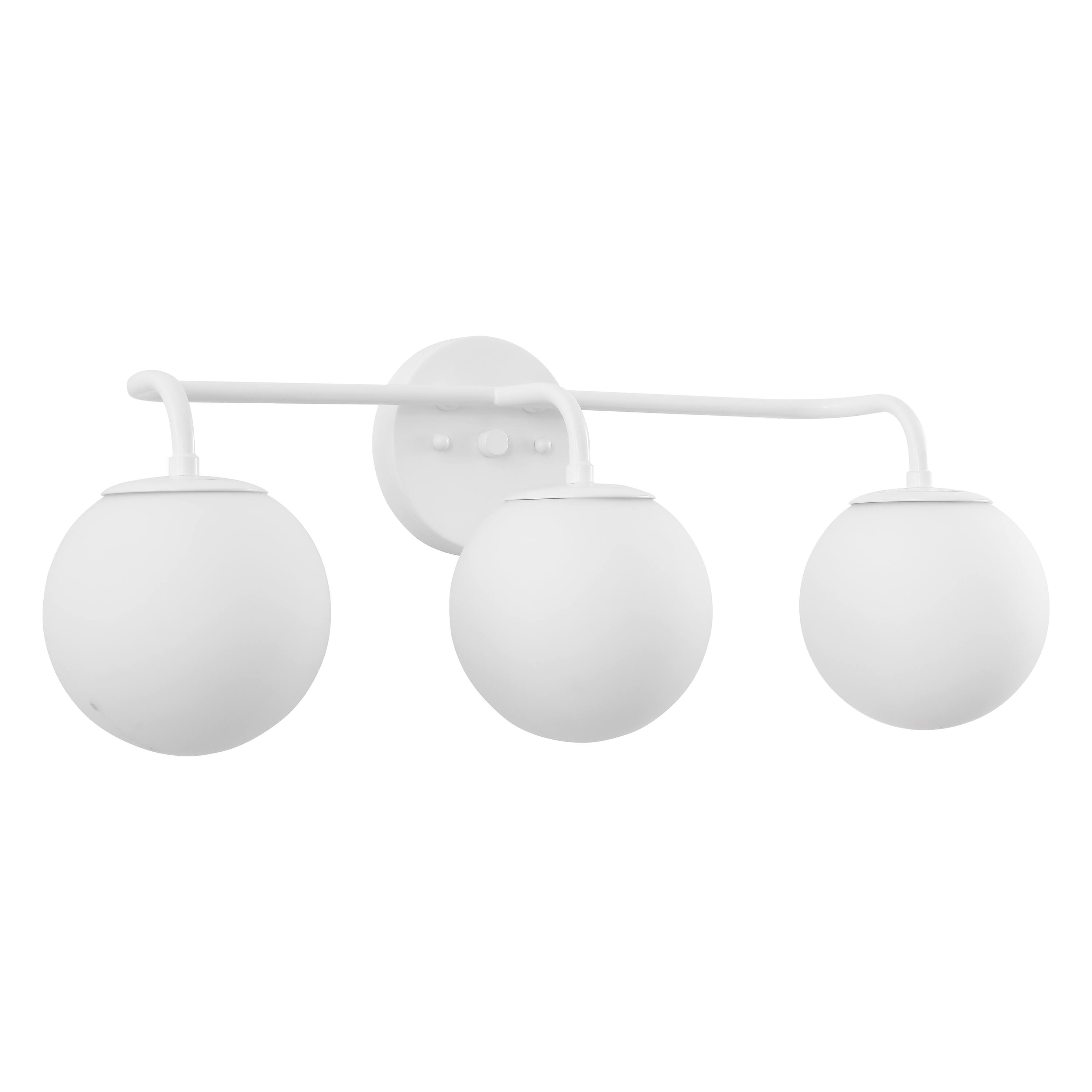 Alt View 9. Jonathan Y - Louis Parisian Globe 25" 3-Light Metal/Frosted Glass Modern Contemporary LED Vanity Light, White - White.