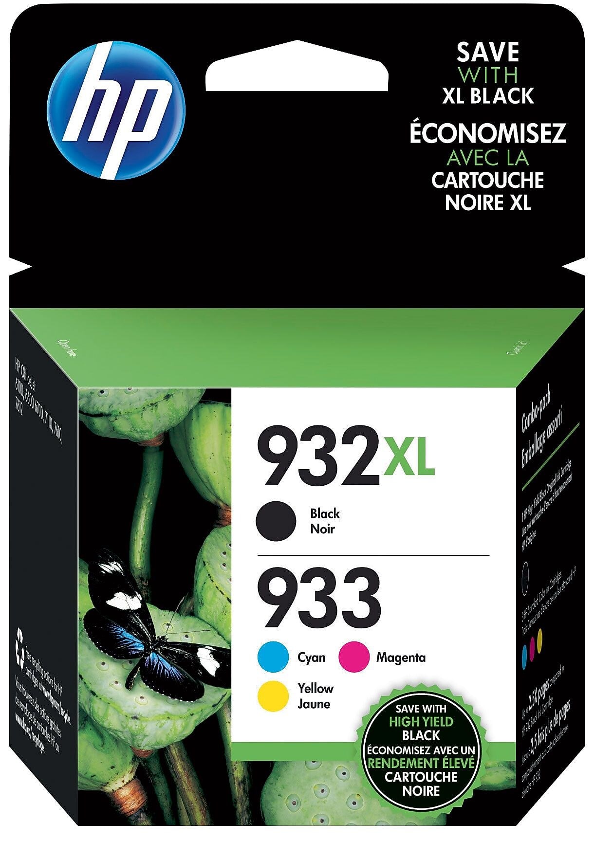 HP - 932XL/933 Multipack Ink Cartridges, 4/Pack (N9H62FN#140) - Black|Cyan|Magenta|Yellow