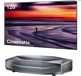 AWOL Vision - Aetherion Max 4K 3D ultra short throw projector & 120" Cinematic Screen Bundle - Dark Gunmetal
