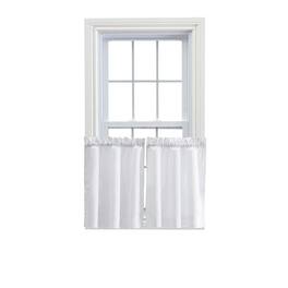 Ellis Curtain - Ellis Stacey 1.5" Rod Pocket Fabric Solid Color Window Tailored Tier Pair 56"x30" - White
