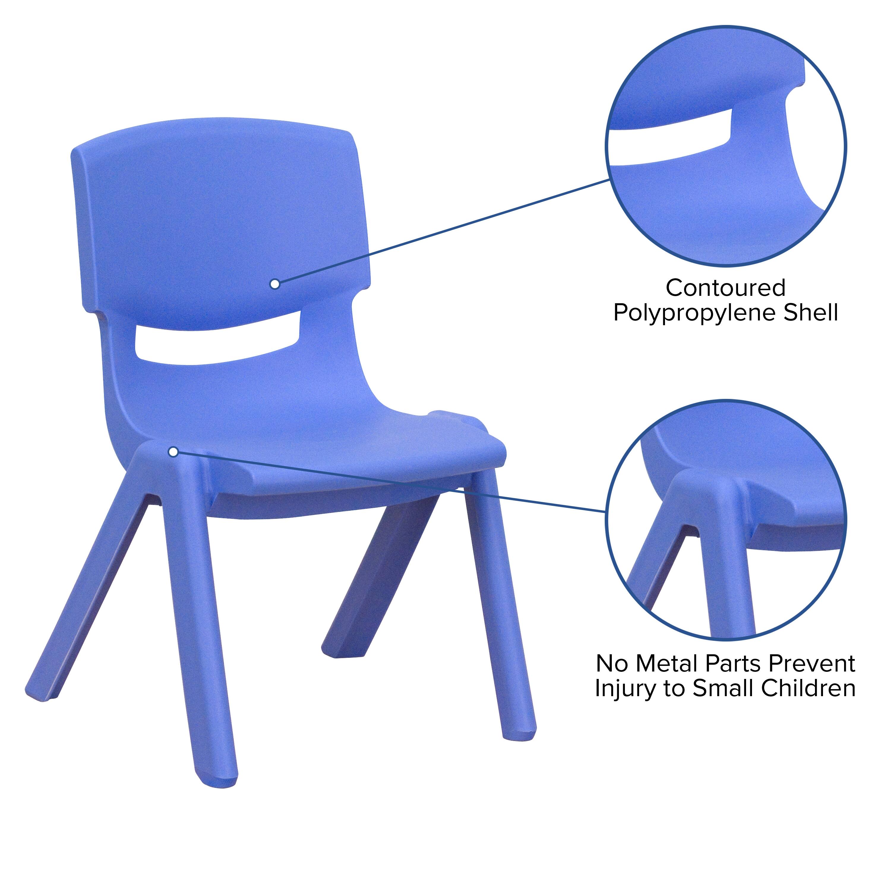 Contoured Polypropylene Shell  
No Metal Parts Prevent Injury to Small Children