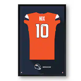 Sporticulture - Bo Nix Framed 27" x 39" Jersey Art Print - Multicolor