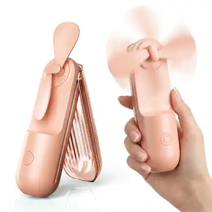 Front. COWIN - Mini Portable Fan Handheld Folding Lightweight Travel Summer - pink.