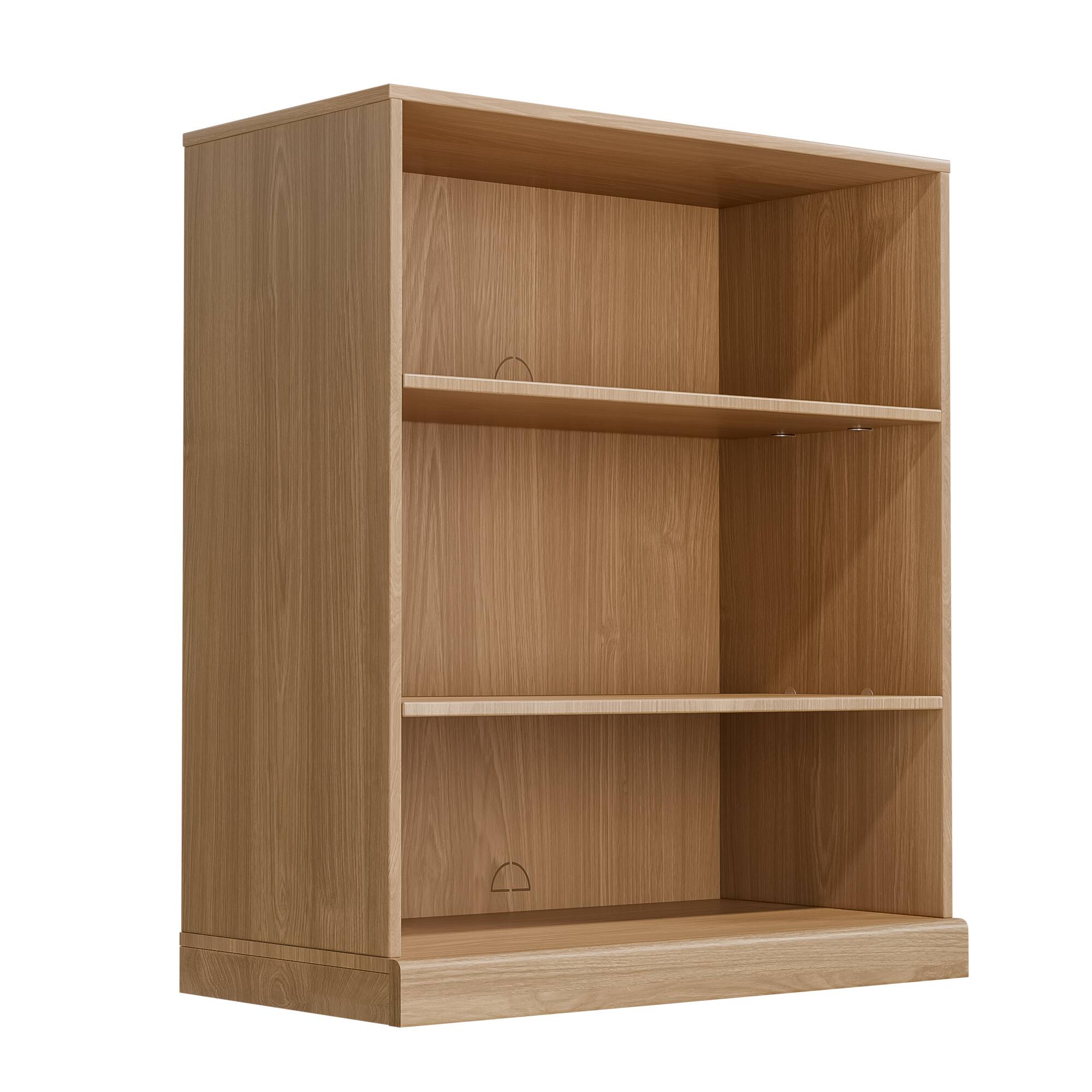 Angle. PexFix - 36 in. 3-Shelf Solid Wood Storage Bookcase Farmhouse Multi-Functional Display Cabinet Furniture with Adjustable Shelves - Natural.