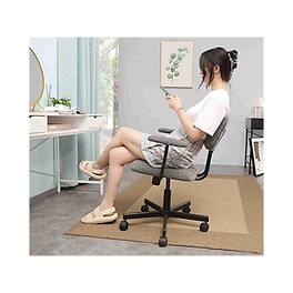 JJS - Low Back Velvet Office Computer Chair With Armrest - Gray