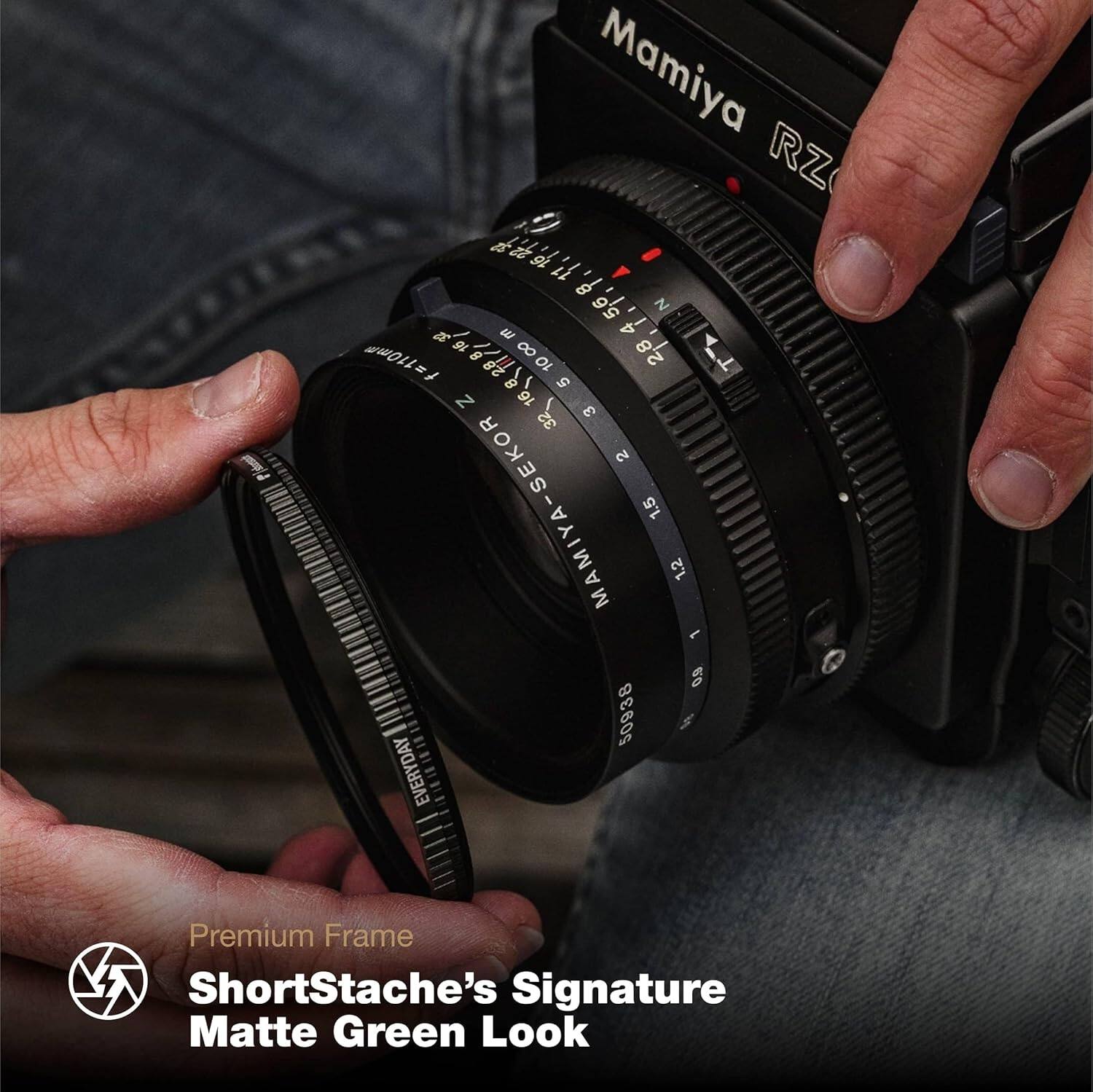 Mamiya RZ B 22 9i i C- 5,6 6 N 5 DE  4 9 0 2,8 8 1 f=110mm   1000 10 2 T 8 g N 16 3 IIL 32 2 MAMIYA-SEKOR 1.5 1.2 1 0.9 50938 5 EVERYDAY Premium Frame S ShortStache's Signature Matte Green Look