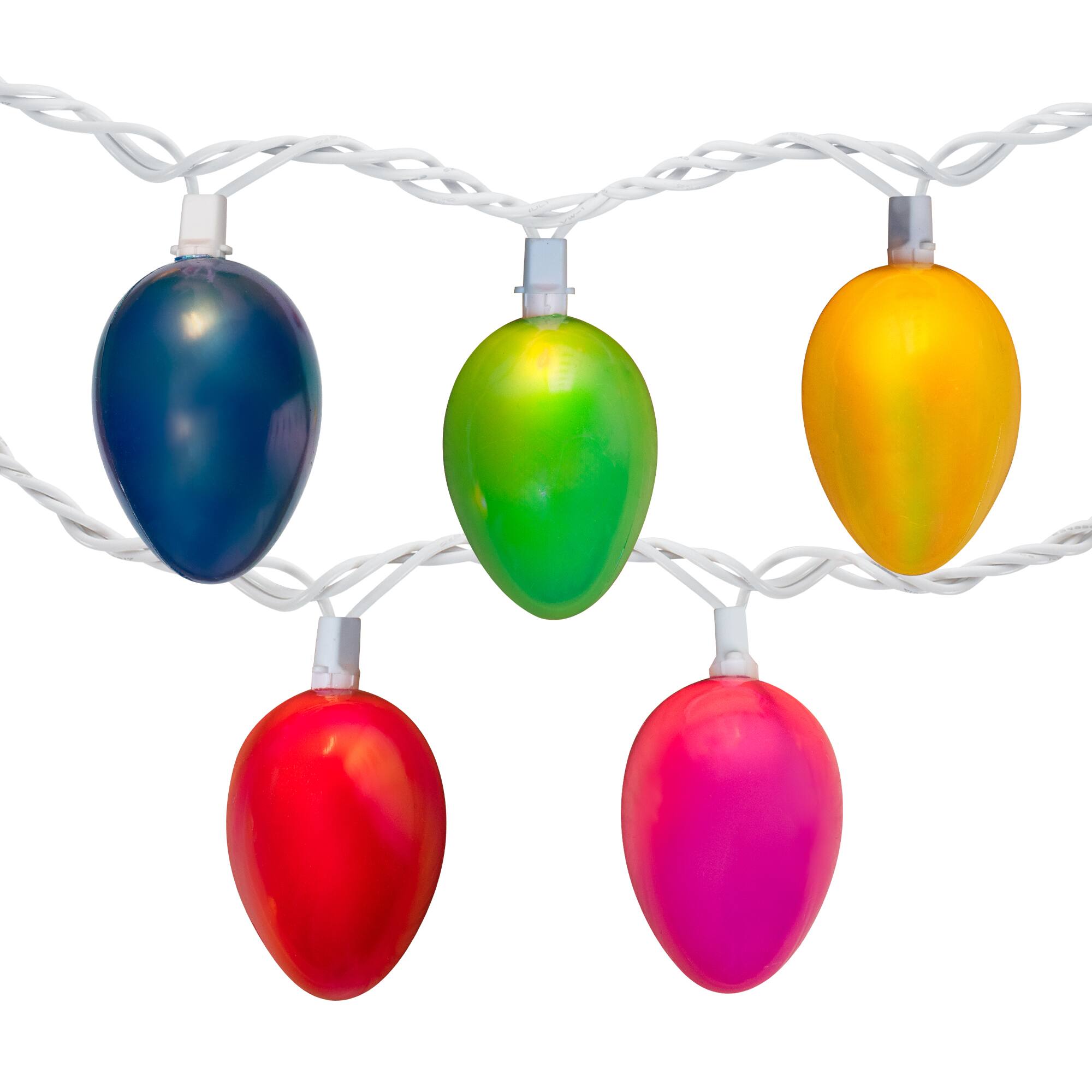 Alt View 1. Northlight - 10-Count Pearl Multi-Colored Easter Egg String Light Set, 7.25ft White Wire - Green.