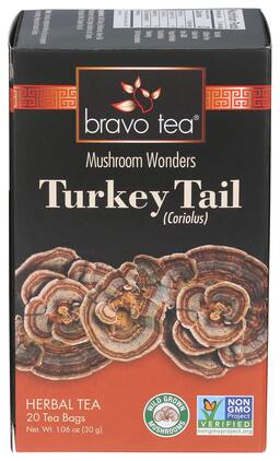 Bravo Tea - Mushroom Wonders Turkey Tail (Coriolus) Herbal Tea - 20 Bags - 1.06 oz