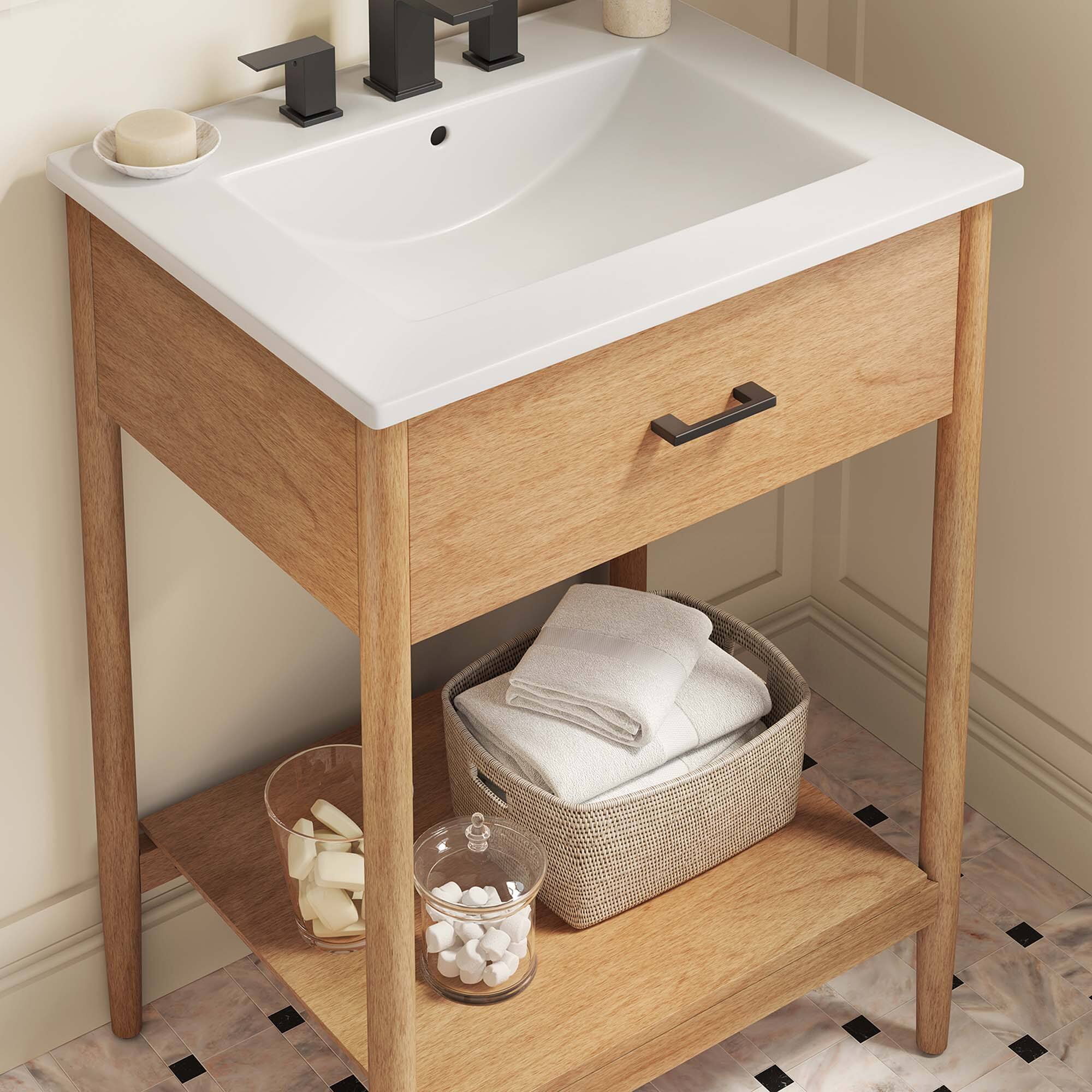 Alt View 1. Modway - Zaire Bathroom Vanity Basin Included by Modway - Natural White.